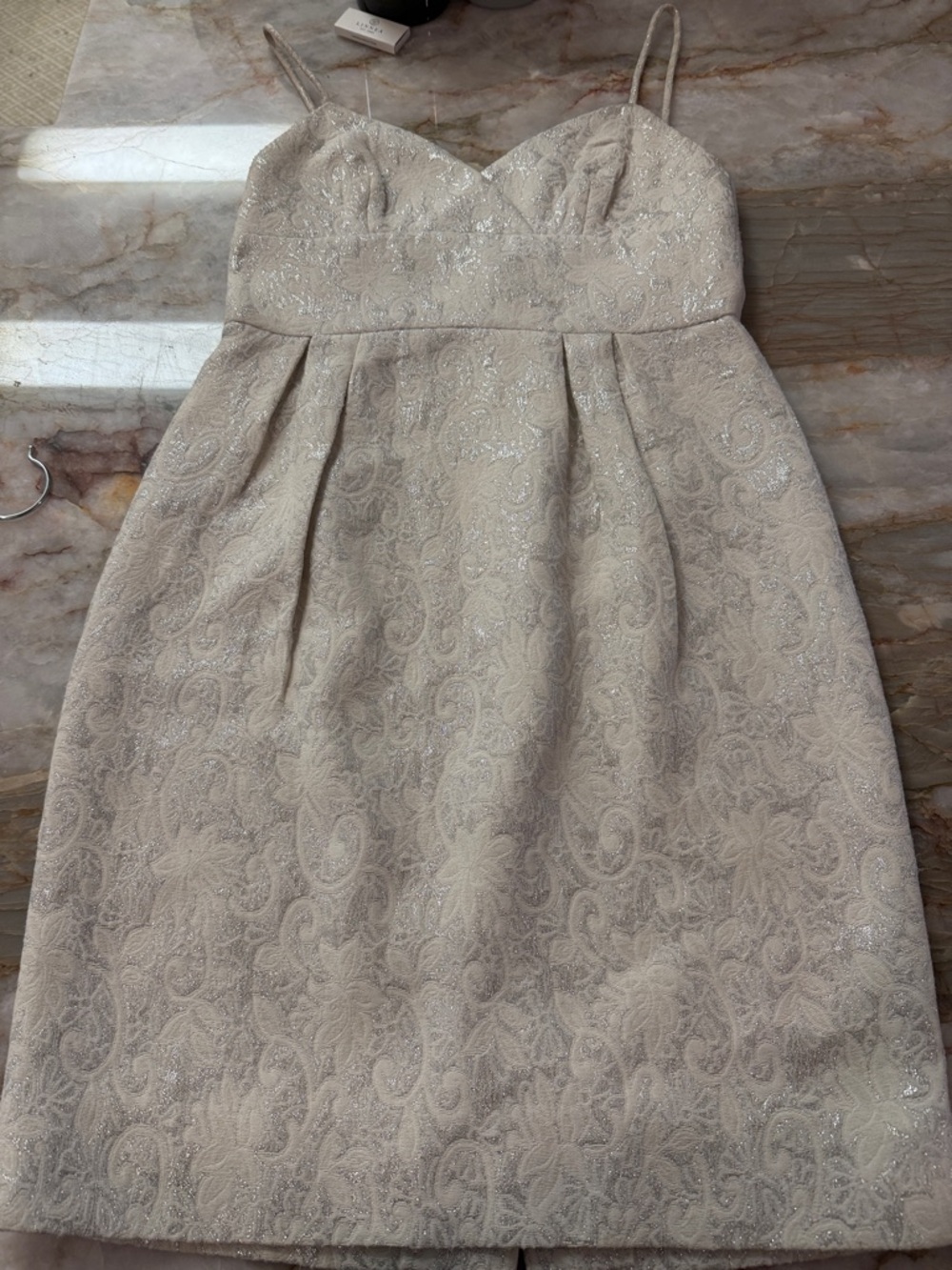 BCBGMaxAzria Ivory Lace-Texture Spaghetti Strap Cocktail Dress